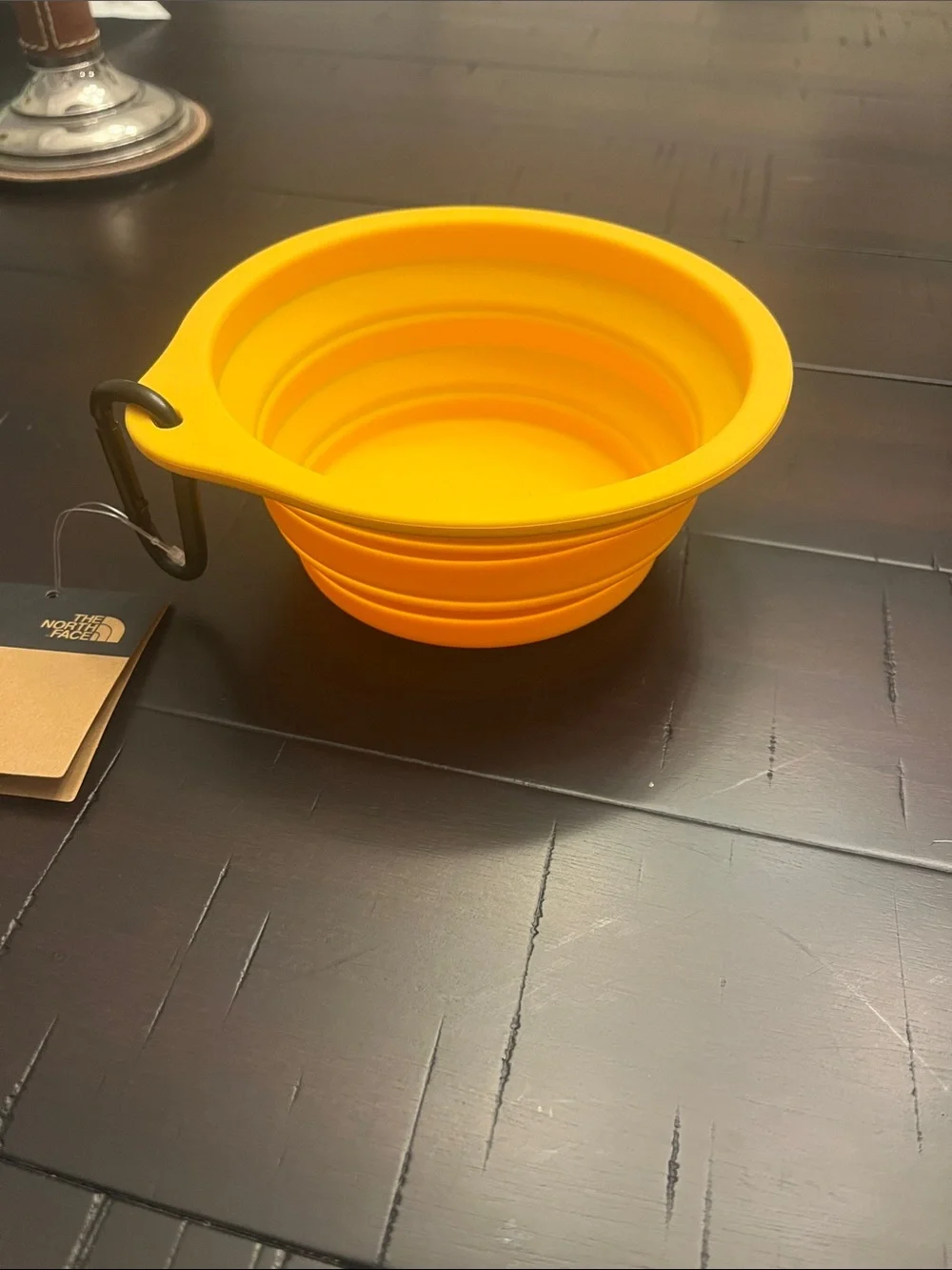 The North Face Collapsable Pet Dog Travel Hiking Bowl new with Carabiner